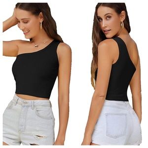 Ribbed One Shoulder Crop Top